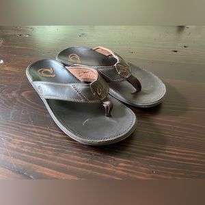 Men’s Olukai Leather Flipflop Sandals Size 11 New